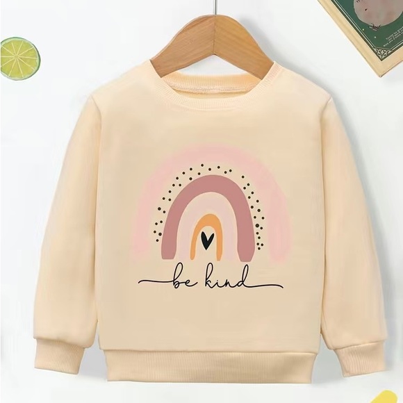 No brand Other - Pullover Sweatshirt With Boho Rainbow "be Kind"  3-4T